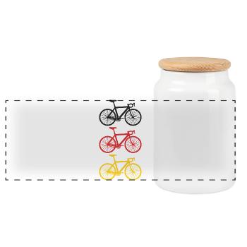 Cycling Germany - Panoramic Cookie Jar with Wooden Lid - white - Front