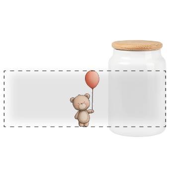 teddy bear, teddy bear - Panoramic Cookie Jar with Wooden Lid - white - Front