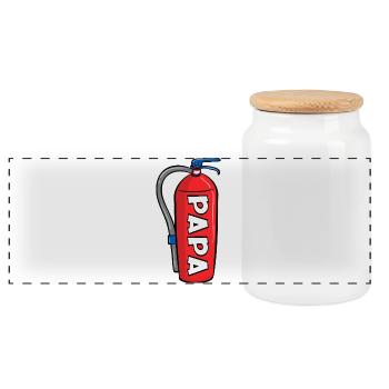 Annonceur du bébé - Papa pompier - Boîte à biscuits avec couvercle en bois - blanc - Devant