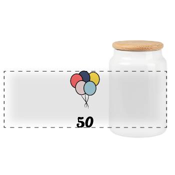 50. 50 YEARS. 50th ANNIVERSARY. 50 YEARS ANNIVERSARY. - Panoramic Cookie Jar with Wooden Lid - white - Front