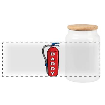 Papa extincteur - Boîte à biscuits avec couvercle en bois - blanc - Devant