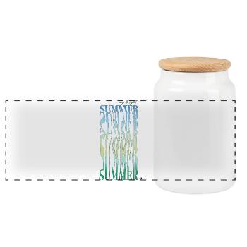 Buchstaben Abbildung mit Farbverlauf - Panorama Keksdose mit Holzdeckel - Weiß - Vorne