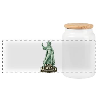Lady Liberty Taking Back Her Freedom Modern - Panoramic Cookie Jar with Wooden Lid - white - Front