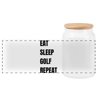 Mange, dors, golf, répéte. - Boîte à biscuits avec couvercle en bois - blanc - Devant