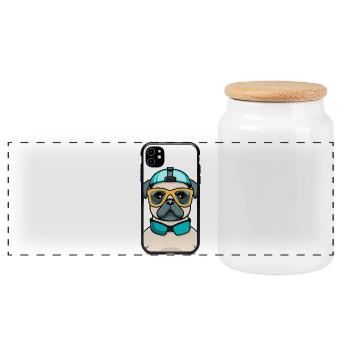 Pug mit Schnorchel und Brille - Panorama Keksdose mit Holzdeckel - Weiß - Vorne