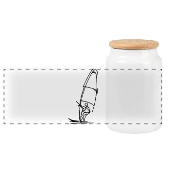 Dessin de planchiste à voile - Boîte à biscuits avec couvercle en bois - blanc - Devant