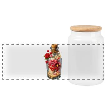 Message in a bottle Valentine's Enchantment - Panoramic Cookie Jar with Wooden Lid - white - Front