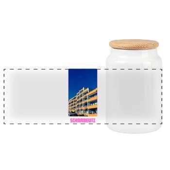 SCHARBEUTZ Ostsee - Panorama Keksdose mit Holzdeckel - Weiß - Vorne