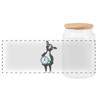 Lama avec Horloge - Boîte à biscuits avec couvercle en bois - blanc - Devant