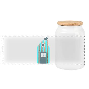 Beach House Stripe Seagull Baltic Sea North Sea Sea - Panoramic Cookie Jar with Wooden Lid - white - Front