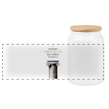 Minimalismus Luxus Schlichtes Premium Status - Panorama Keksdose mit Holzdeckel - Weiß - Vorne