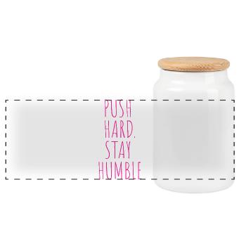POUSSE FORT. RESTEZ HUMBLE - Boîte à biscuits avec couvercle en bois - blanc - Devant