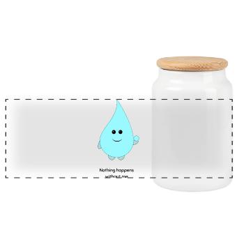 Dessin animé cute goutte d’eau Rien ne se passe sans moi - Boîte à biscuits avec couvercle en bois - blanc - Devant