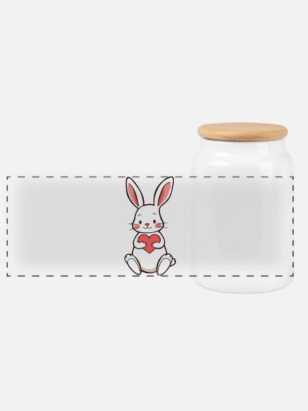 Hase Kaninchen mit Herz Geschenk Geburtstag - Panorama Keksdose mit Holzdeckel - Weiß