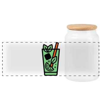 Icône du cocktail Mojito - Boîte à biscuits avec couvercle en bois - blanc - Devant
