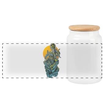 Illustration de l’arc de la Déesse Guerrière - Boîte à biscuits avec couvercle en bois - blanc - Devant