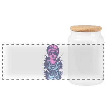 motarde - Boîte à biscuits avec couvercle en bois - blanc - Devant