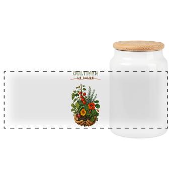 Cultiver le Calme: Jardinage en mains - Boîte à biscuits avec couvercle en bois - blanc - Devant