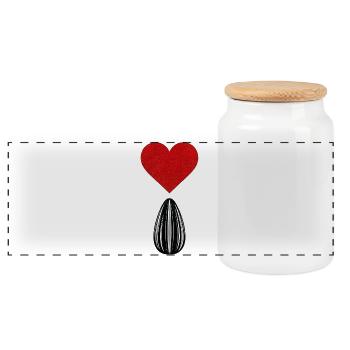 Sunflower SeedLove - Panoramic Cookie Jar with Wooden Lid - white - Front