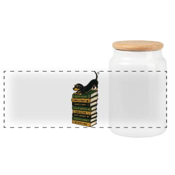 Cadeau de lecture de teckel pour lecteurs de livres pour chiens - Boîte à biscuits avec couvercle en bois - blanc - Devant
