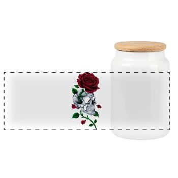 Crâne Tête De Mort Rose Rouge Gothique - Boîte à biscuits avec couvercle en bois - blanc - Devant