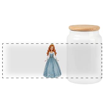 Prinzessin im Eiskristallkleid - Panorama Keksdose mit Holzdeckel - Weiß - Vorne