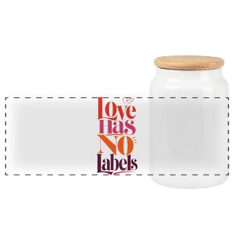Love Has No Labels LGBTQ Statement Retro CSD Fans - Panoramic Cookie Jar with Wooden Lid - white - Front