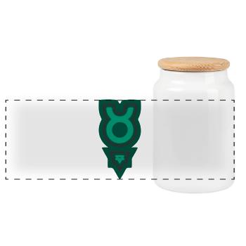 Zodiac Tribal Taurus and Earth - Panoramic Cookie Jar with Wooden Lid - white - Front