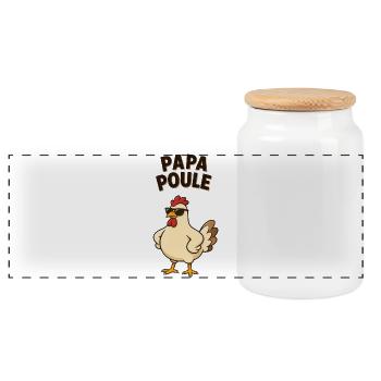 Papa poule - Boîte à biscuits avec couvercle en bois - blanc - Devant