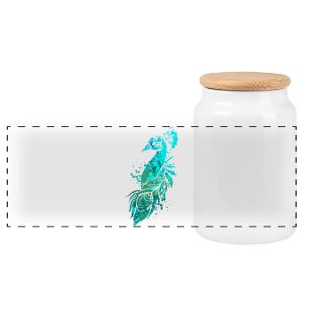 Splash Art Blue Peacock - Boîte à biscuits avec couvercle en bois - blanc - Devant