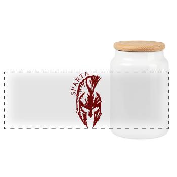 Sparta Spartan Helmet Fitness Ancient Warrior - Panoramic Cookie Jar with Wooden Lid - white - Front