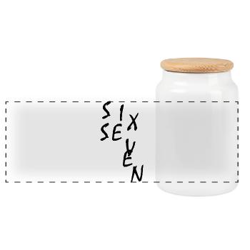 Six seven Meme 67 - Panoramic Cookie Jar with Wooden Lid - white - Front