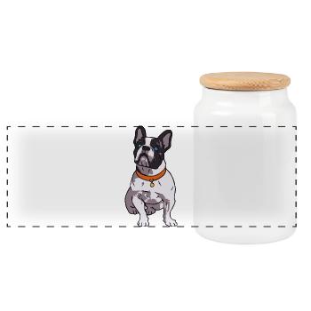 French Bulldog Lover - Panorama Keksdose mit Holzdeckel - Weiß - Vorne