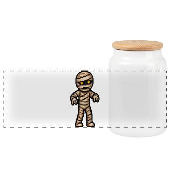 Pixelmummy mit goldenen Augen - Panorama Keksdose mit Holzdeckel - Weiß - Vorne
