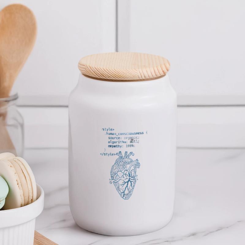 Programmer Heart CSS Code - Tech & Empathy Art Panoramic Cookie Jar with Wooden Lid