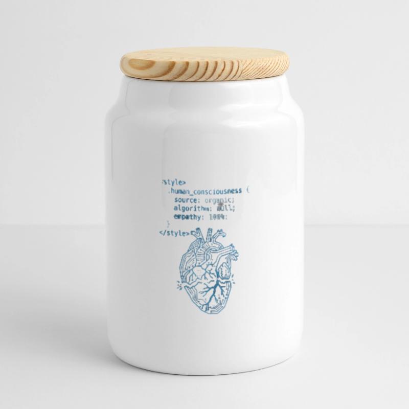 Programmer Heart CSS Code - Tech & Empathy Art Panoramic Cookie Jar with Wooden Lid