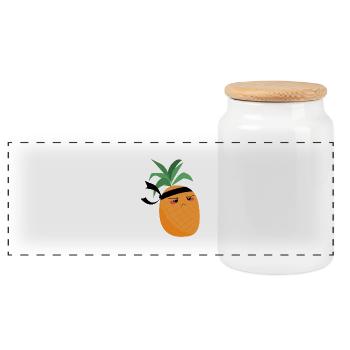 Ananas ninja- Guerrier Fruité - Boîte à biscuits avec couvercle en bois - blanc - Devant