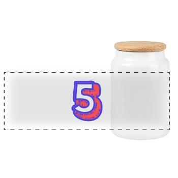 5. 5 YEARS. 5th ANNIVERSARY. 5 YEAR ANNIVERSARY - Panoramic Cookie Jar with Wooden Lid - white - Front