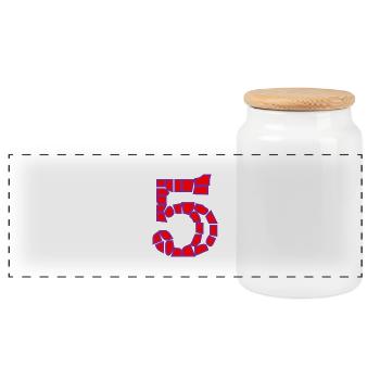 5. 5 YEARS. 5th ANNIVERSARY. 5 YEAR ANNIVERSARY - Panoramic Cookie Jar with Wooden Lid - white - Front