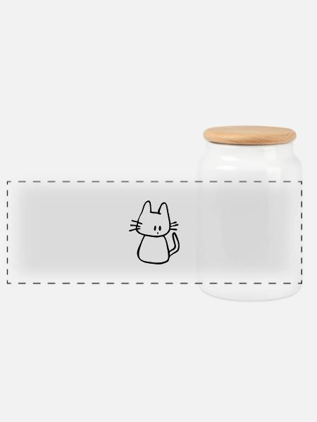 Katze - Panorama Keksdose mit Holzdeckel - Weiß