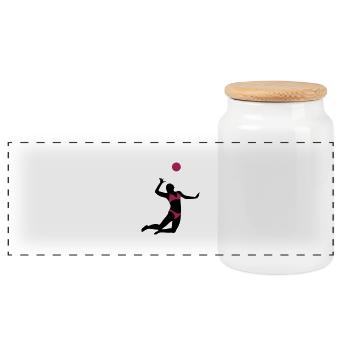 beachvolleyball_woman_2c - Panoramic Cookie Jar with Wooden Lid - white - Front