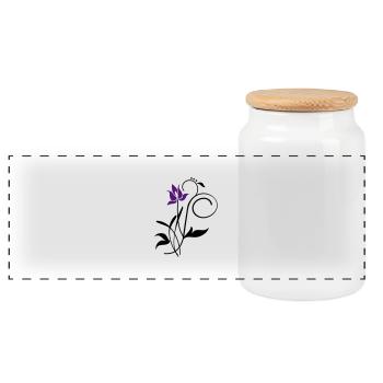 Orchidee / orchid (2c) - Panorama Keksdose mit Holzdeckel - Weiß - Vorne