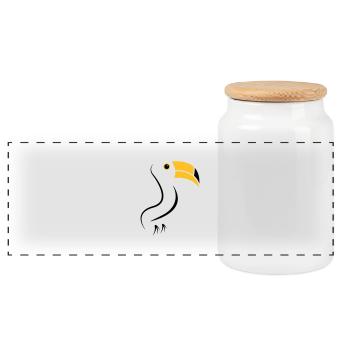 toucan silhouette - Panorama Keksdose mit Holzdeckel - Weiß - Vorne
