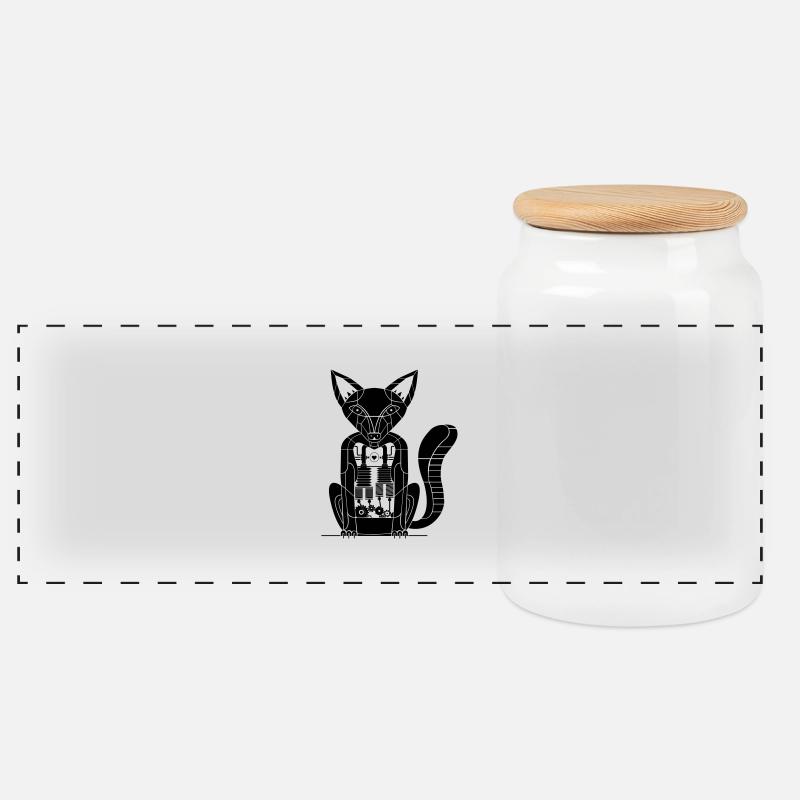 Renard - Boîte à biscuits avec couvercle en bois - blanc