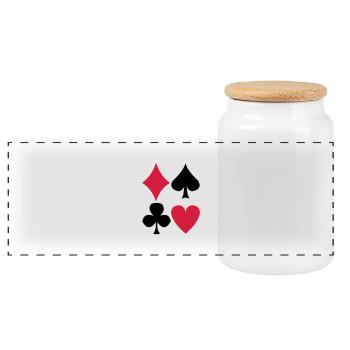 Poker - Panorama Keksdose mit Holzdeckel - Weiß - Vorne