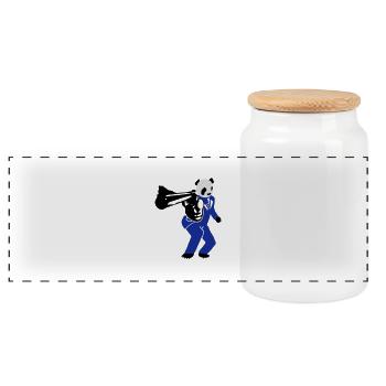 shooting panda 2 - Panoramic Cookie Jar with Wooden Lid - white - Front