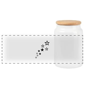 stars - Panoramic Cookie Jar with Wooden Lid - white - Front