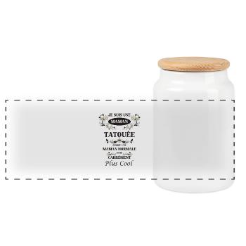Maman Tatouée rose beige - Boîte à biscuits avec couvercle en bois - blanc - Devant
