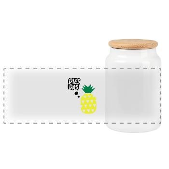 Dies, das, Ananas! Tasse - Panorama Keksdose mit Holzdeckel - Weiß - Vorne