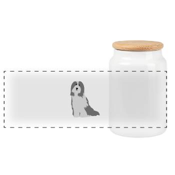 Bearded Collie - Boîte à biscuits avec couvercle en bois - blanc - Devant